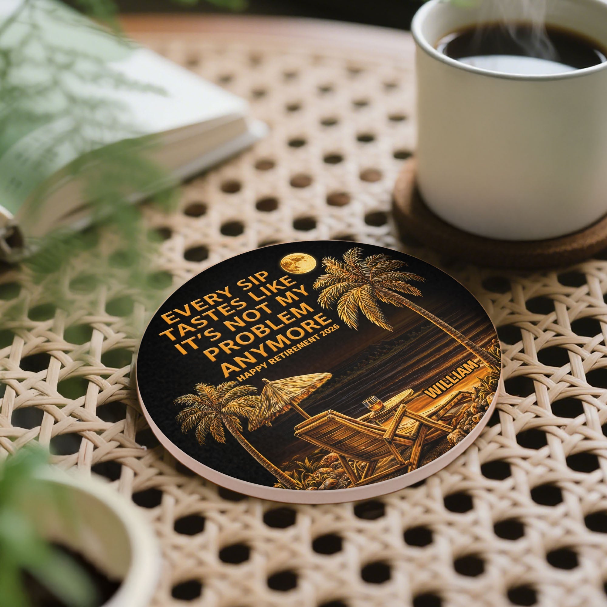 Personalized Ceramic Coaster Custom Name Retirement Gift