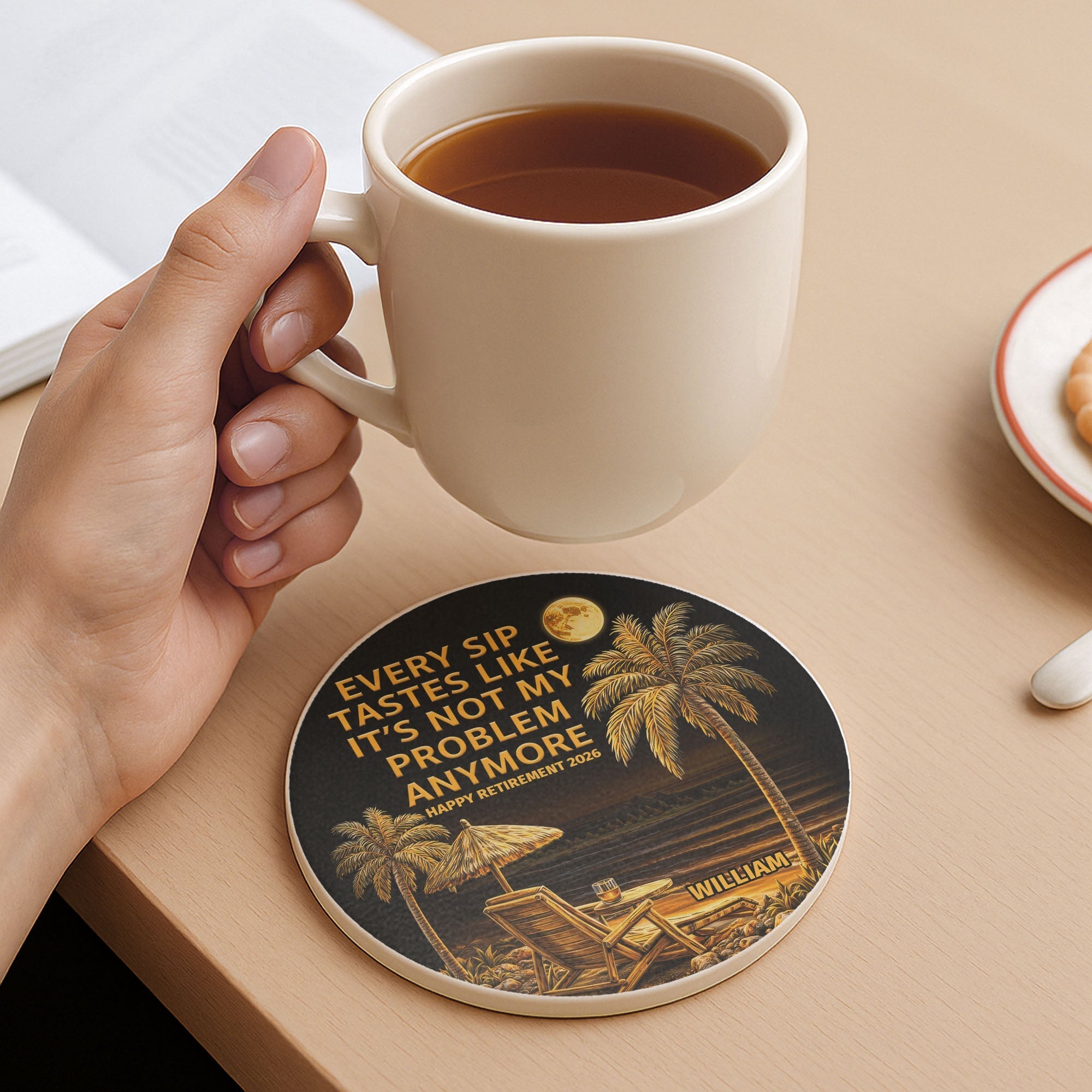 Personalized Ceramic Coaster Custom Name Retirement Gift