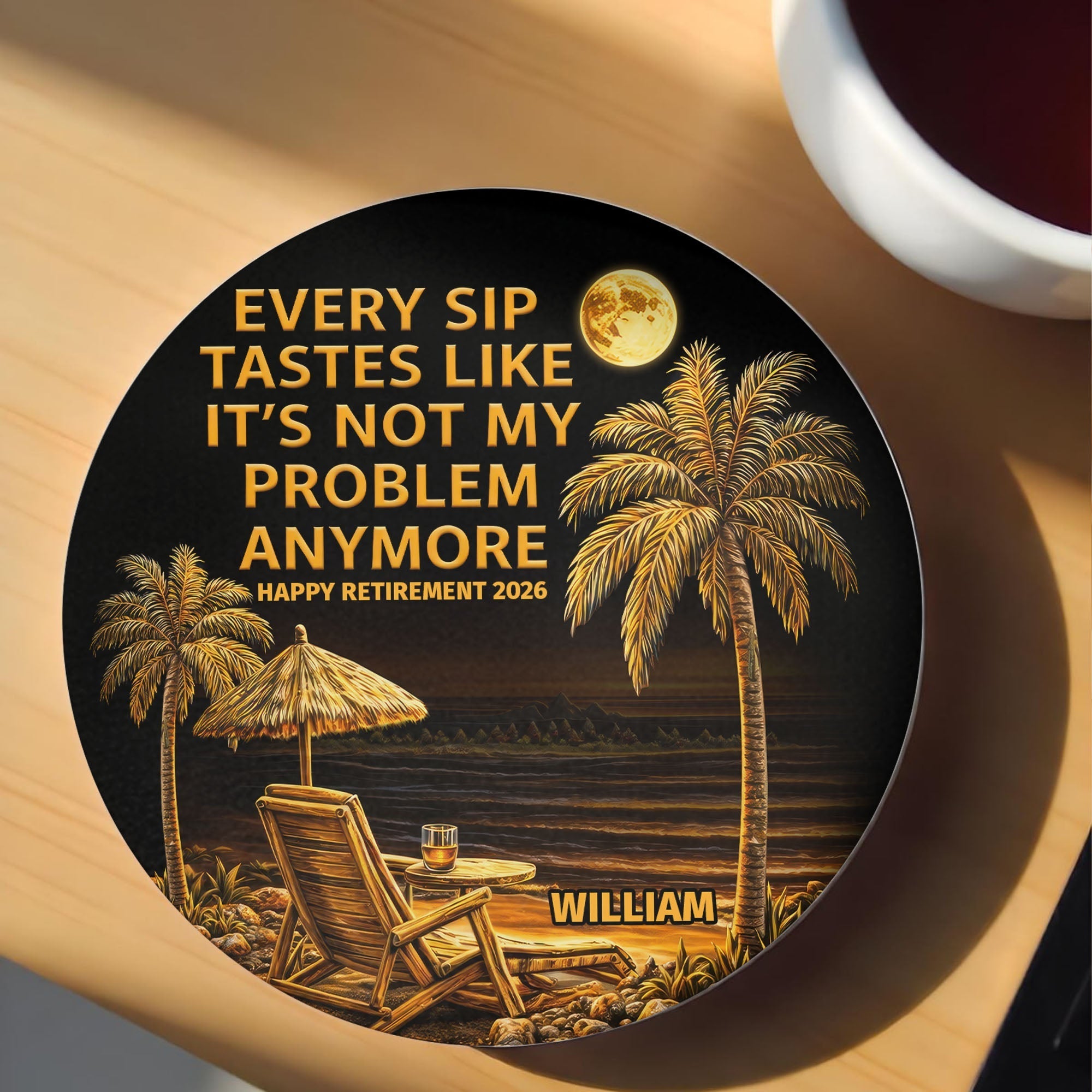 Personalized Ceramic Coaster Custom Name Retirement Gift