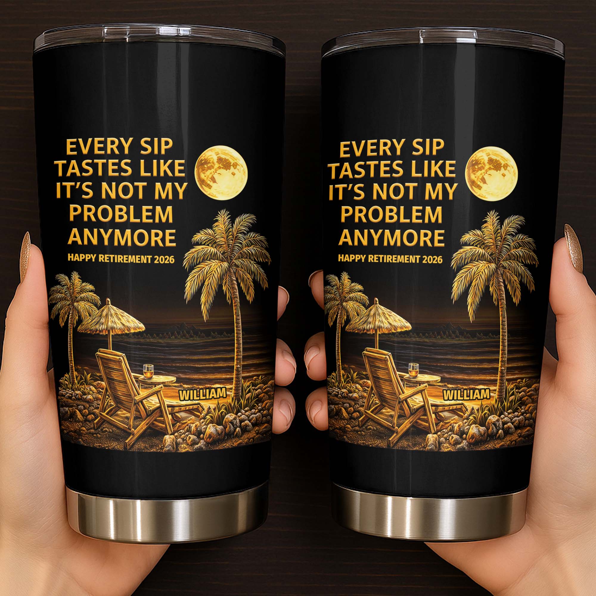 Personalized 20oz Stainless Steel Tumbler Custom Retirement Gift for Dad
