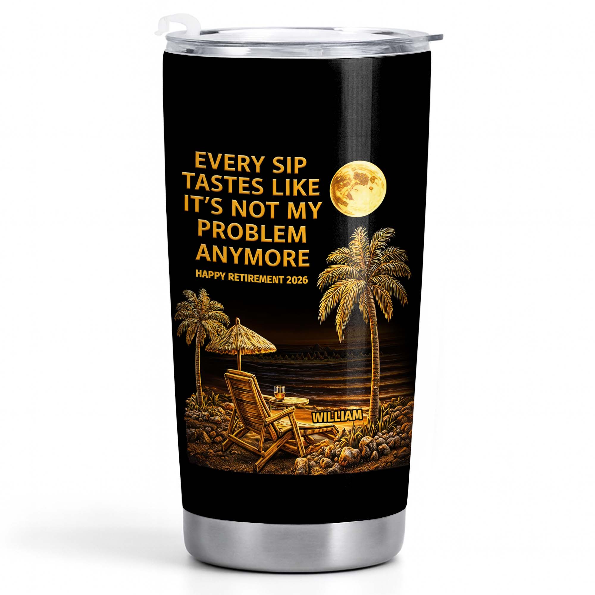 Personalized 20oz Stainless Steel Tumbler Custom Retirement Gift for Dad