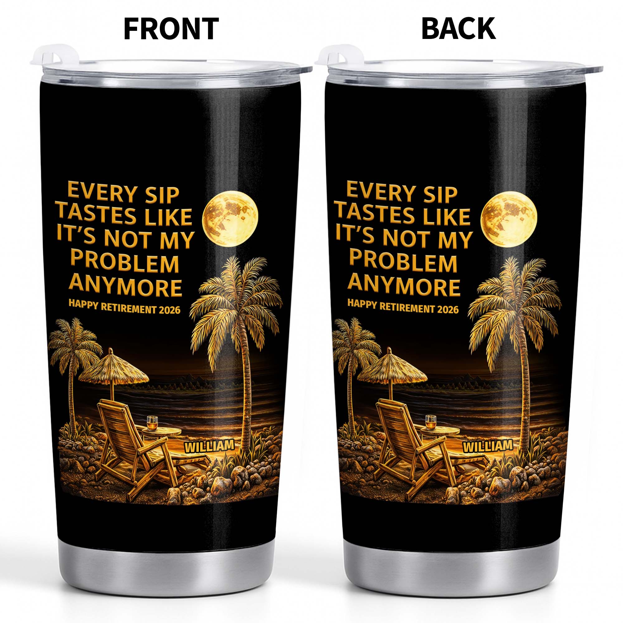 Personalized 20oz Stainless Steel Tumbler Custom Retirement Gift for Dad