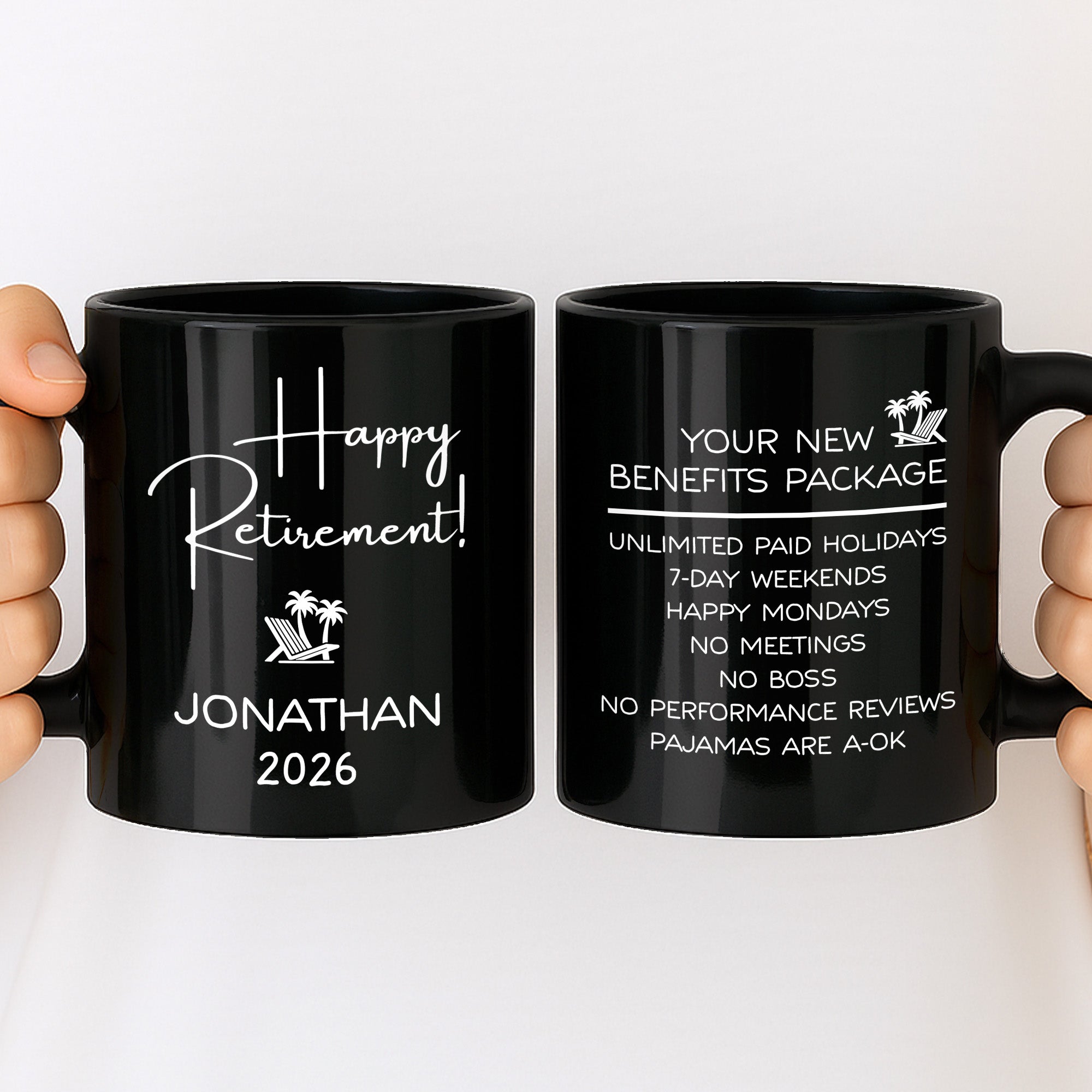 Personalized Black Mug Custom Retirement Gift for Coworker