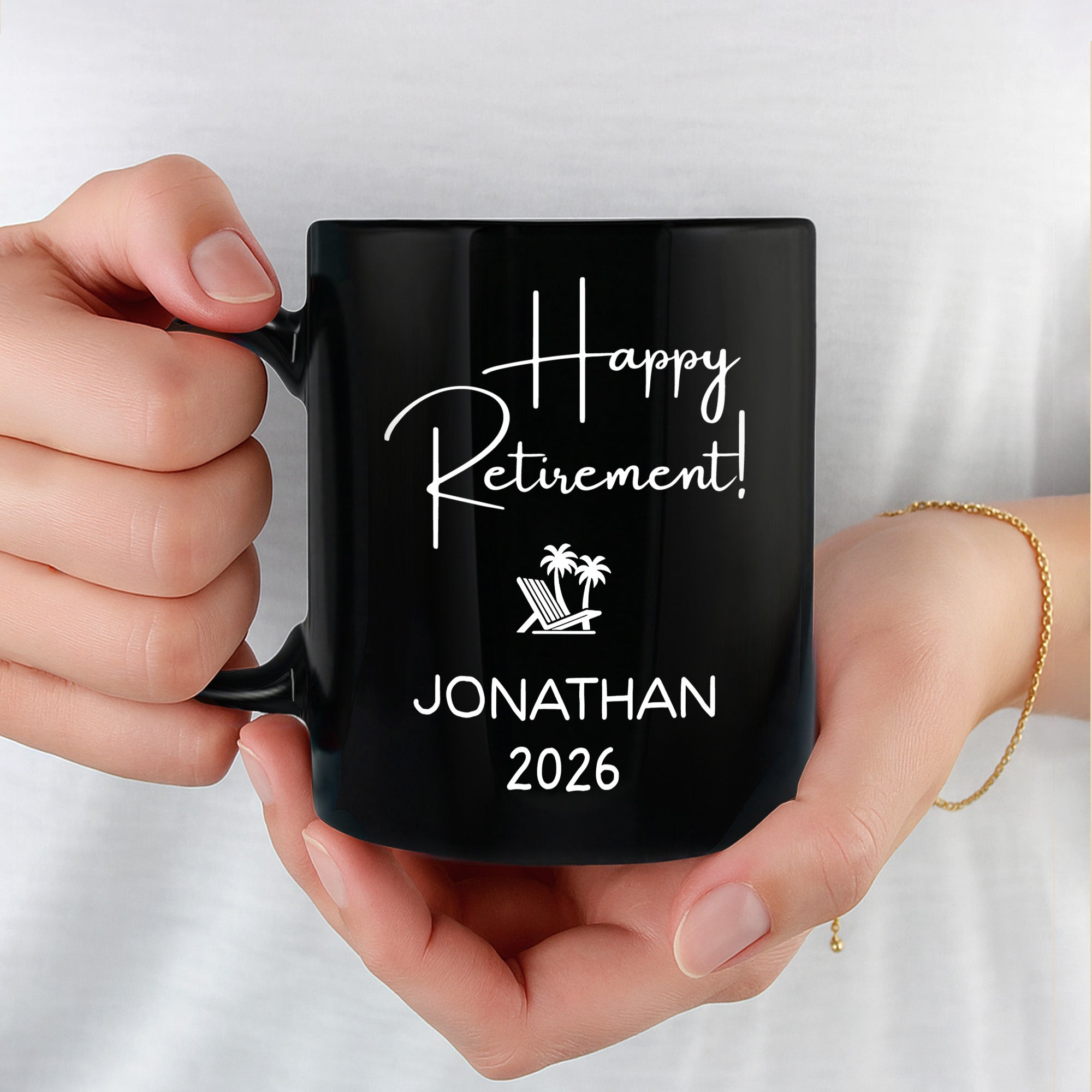 Personalized Black Mug Custom Retirement Gift for Coworker