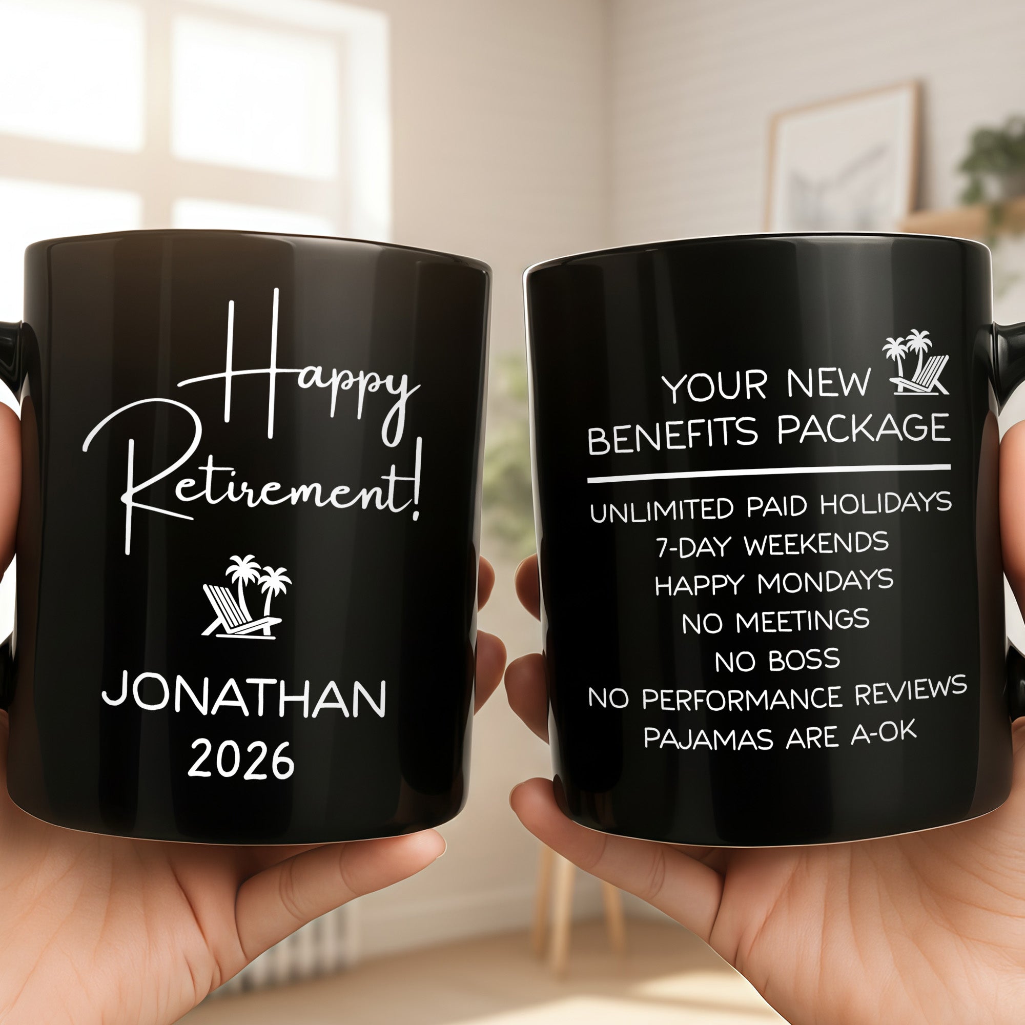 Personalized Black Mug Custom Retirement Gift for Coworker