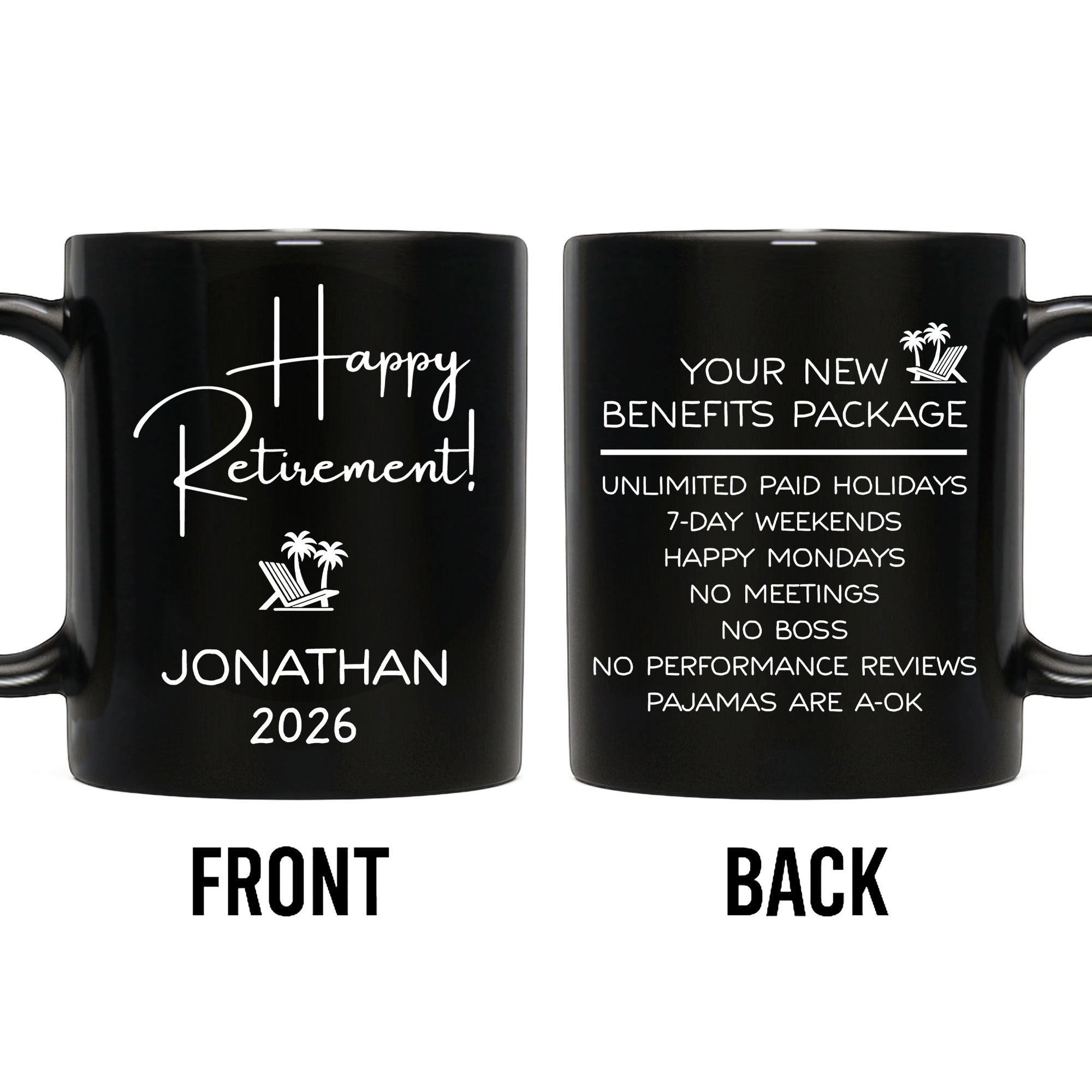 Personalized Black Mug Custom Retirement Gift for Coworker