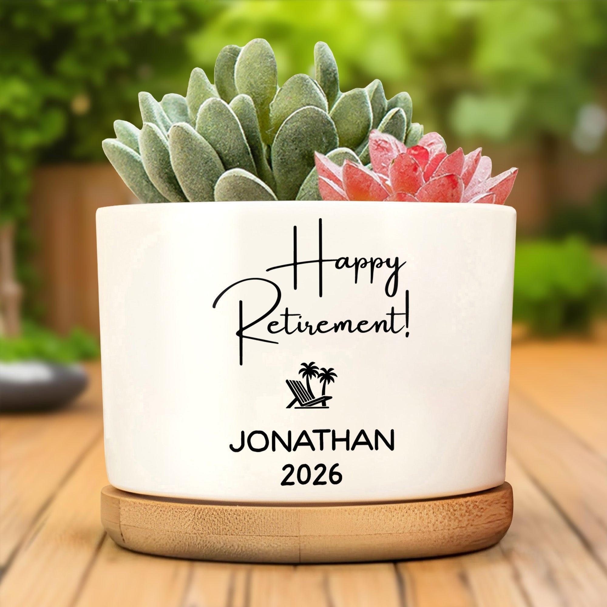 Personalized Ceramic Plant Pot Custom Name Gift for Retirement