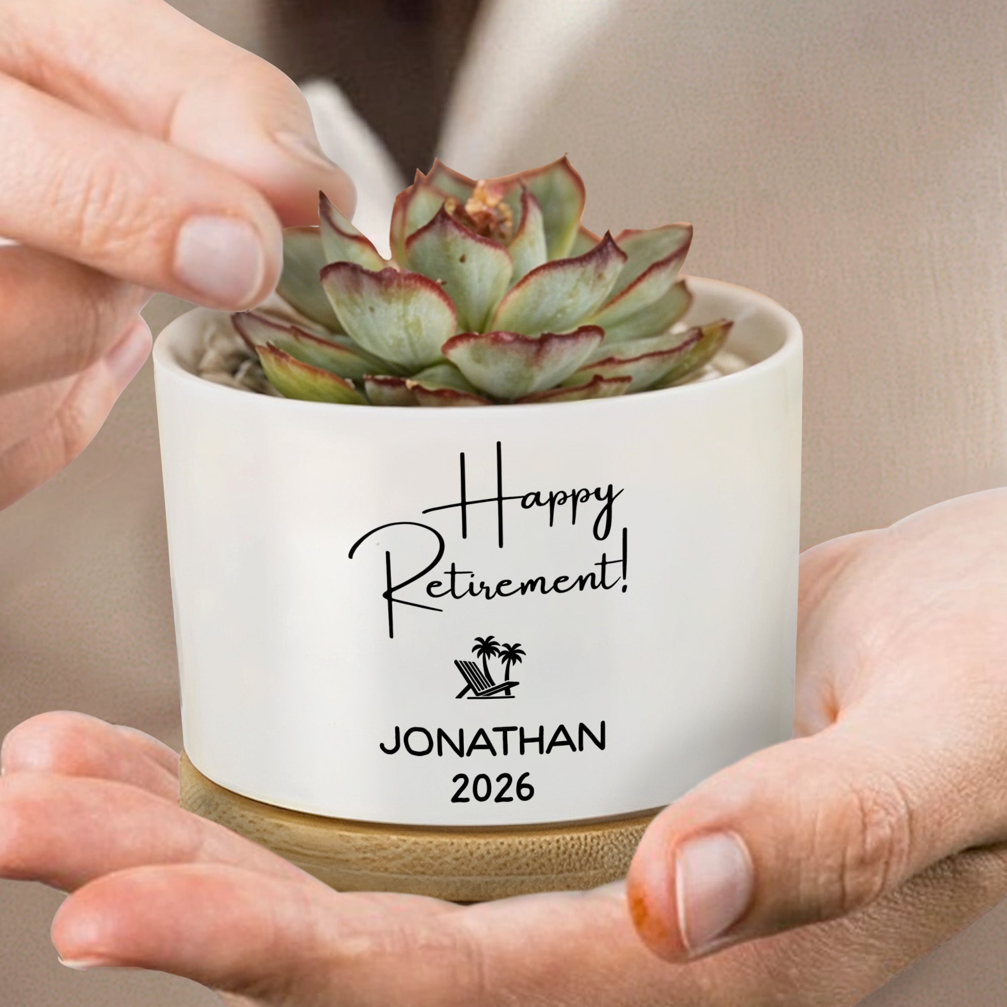 Personalized Ceramic Plant Pot Custom Name Gift for Retirement
