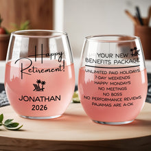Load image into Gallery viewer, Personalized Stemless Wine Glass Custom Name Retirement Gift
