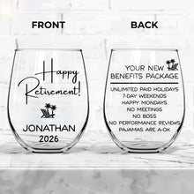 Load image into Gallery viewer, Personalized Stemless Wine Glass Custom Name Retirement Gift
