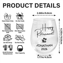 Load image into Gallery viewer, Personalized Stemless Wine Glass Custom Name Retirement Gift
