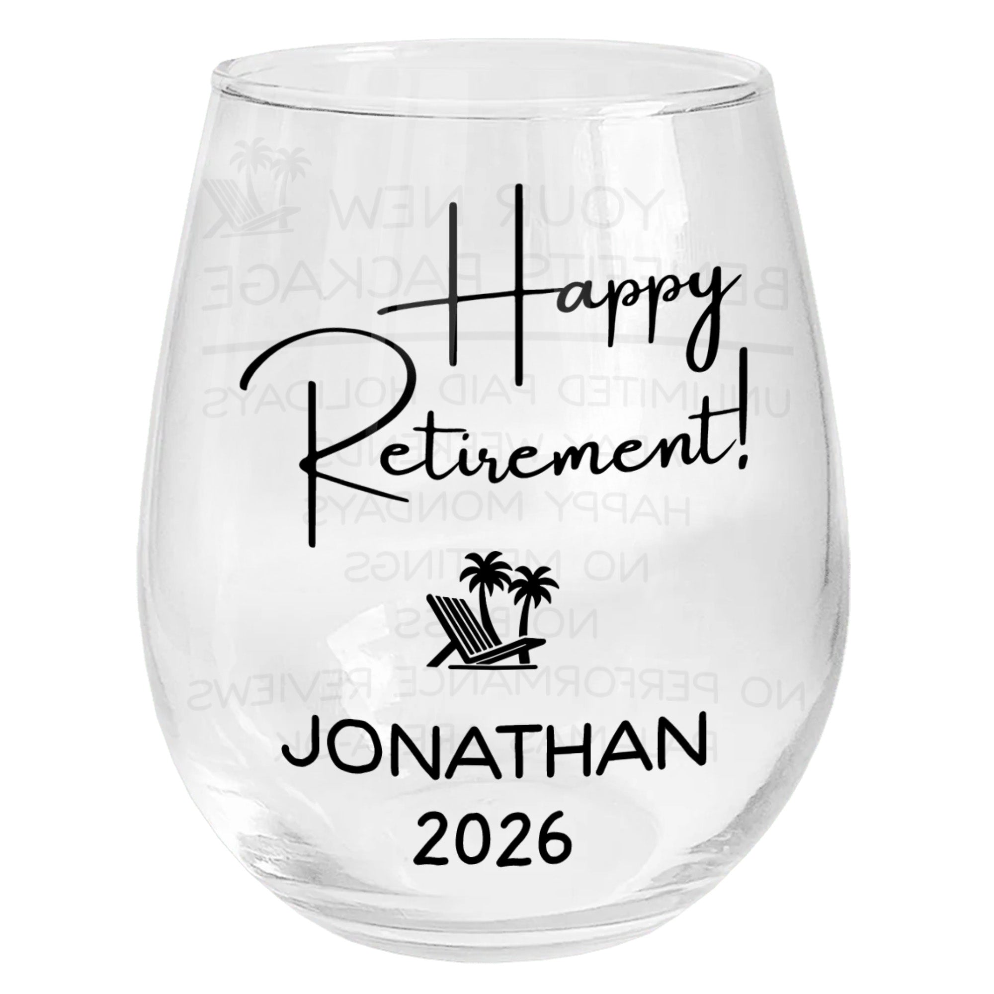 Personalized Stemless Wine Glass Custom Name Retirement Gift