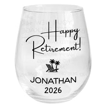 Load image into Gallery viewer, Personalized Stemless Wine Glass Custom Name Retirement Gift
