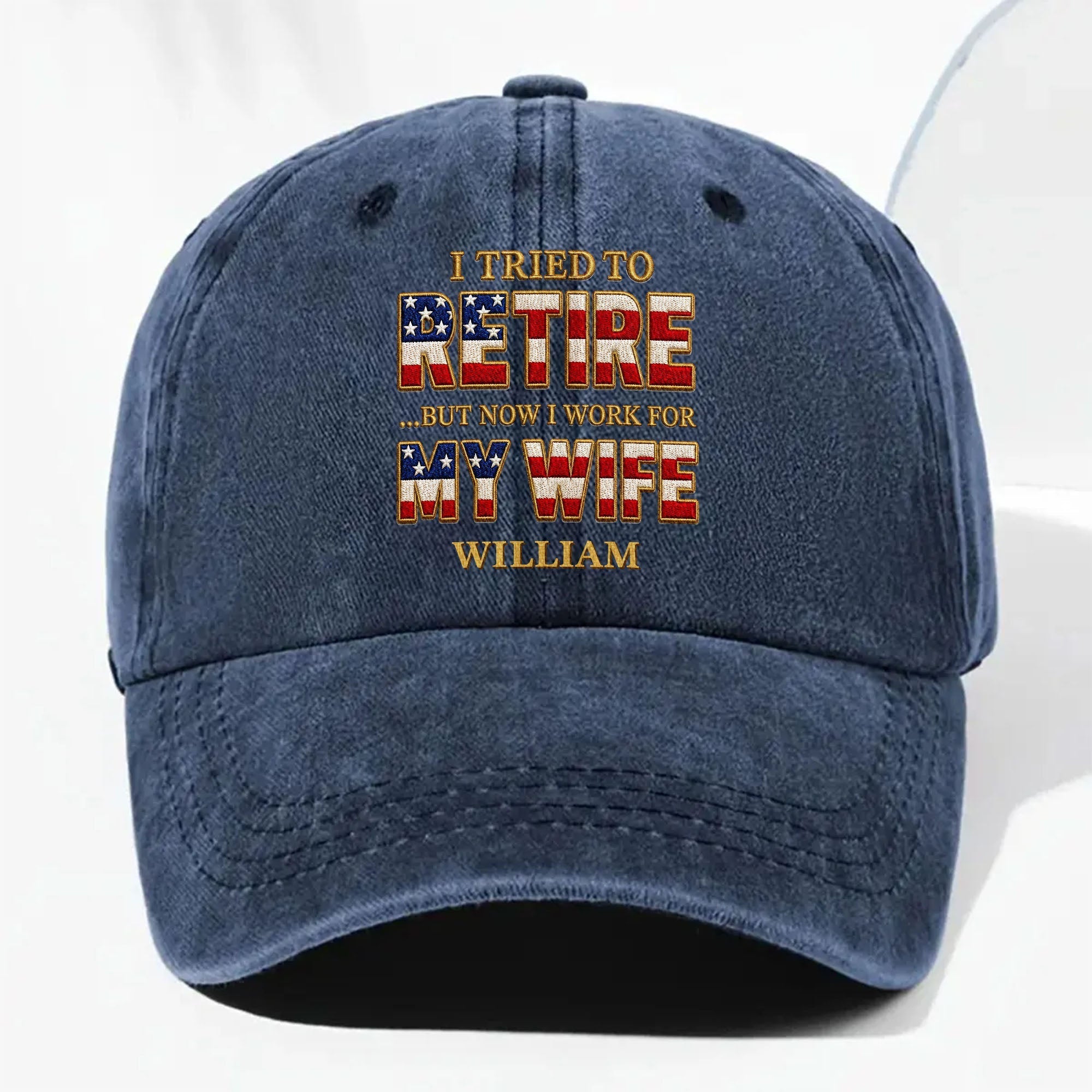 Personalized Washed Denim Cap Custom Name Gift for Dad
