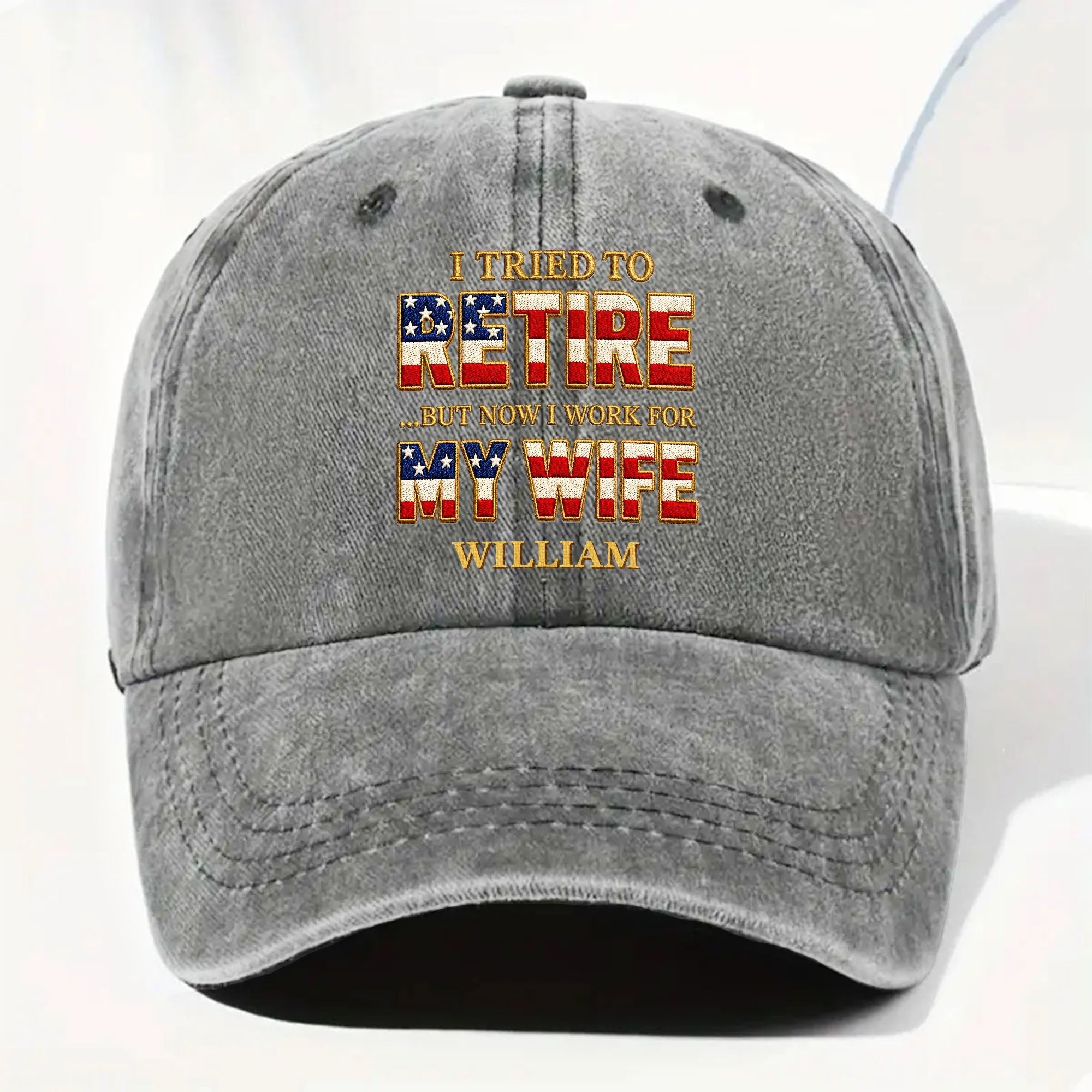 Personalized Washed Denim Cap Custom Name Gift for Dad