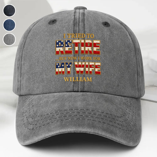 Personalized Washed Denim Cap Custom Name Gift for Dad