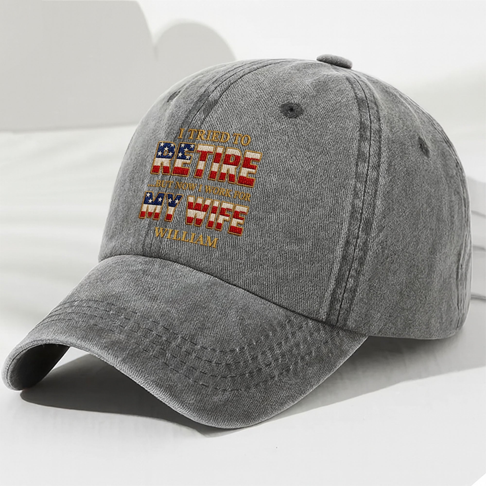 Personalized Washed Denim Cap Custom Name Gift for Dad