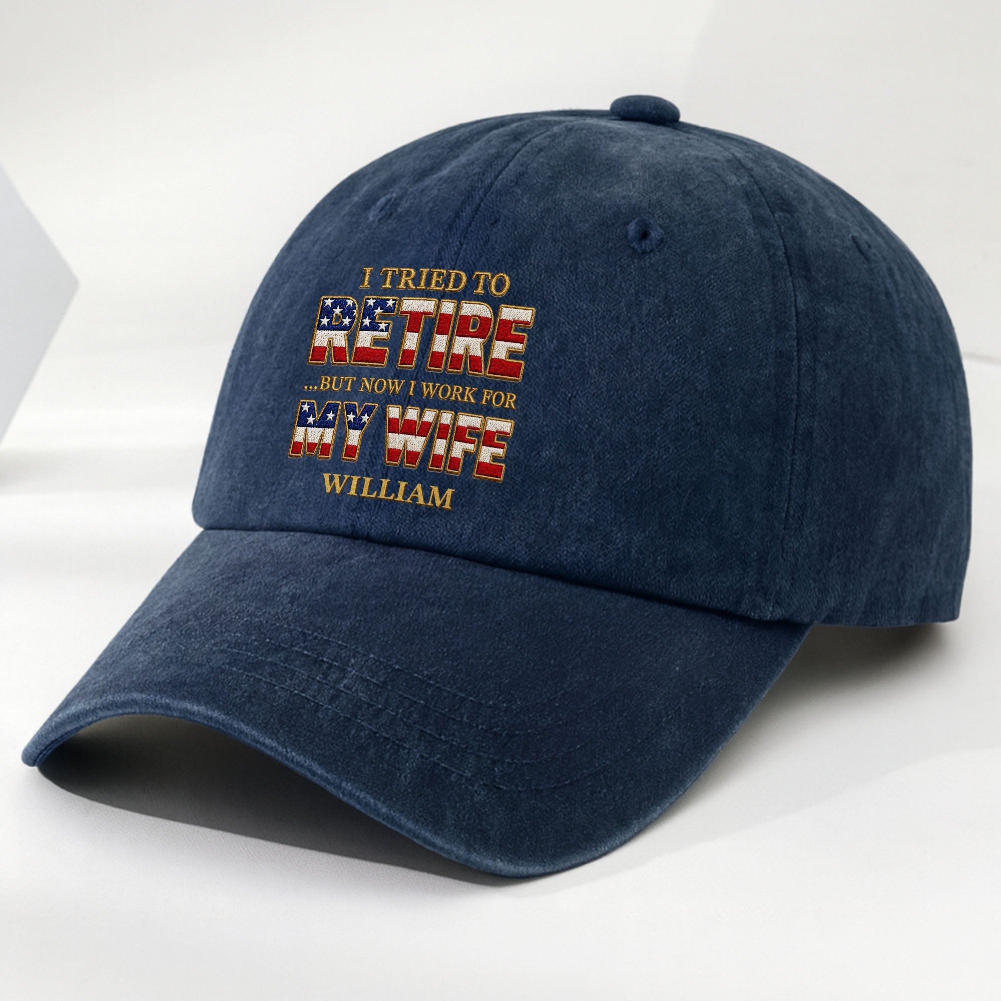 Personalized Washed Denim Cap Custom Name Gift for Dad
