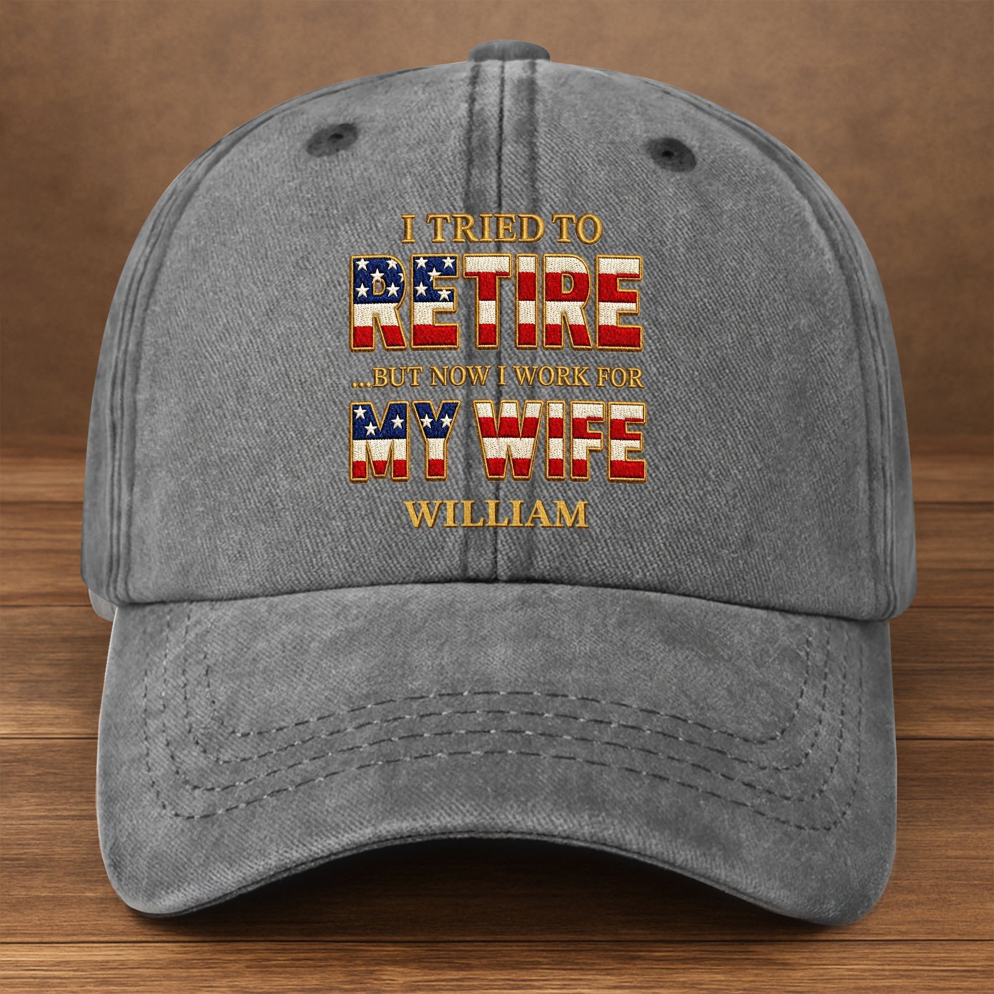 Personalized Washed Denim Cap Custom Name Gift for Dad