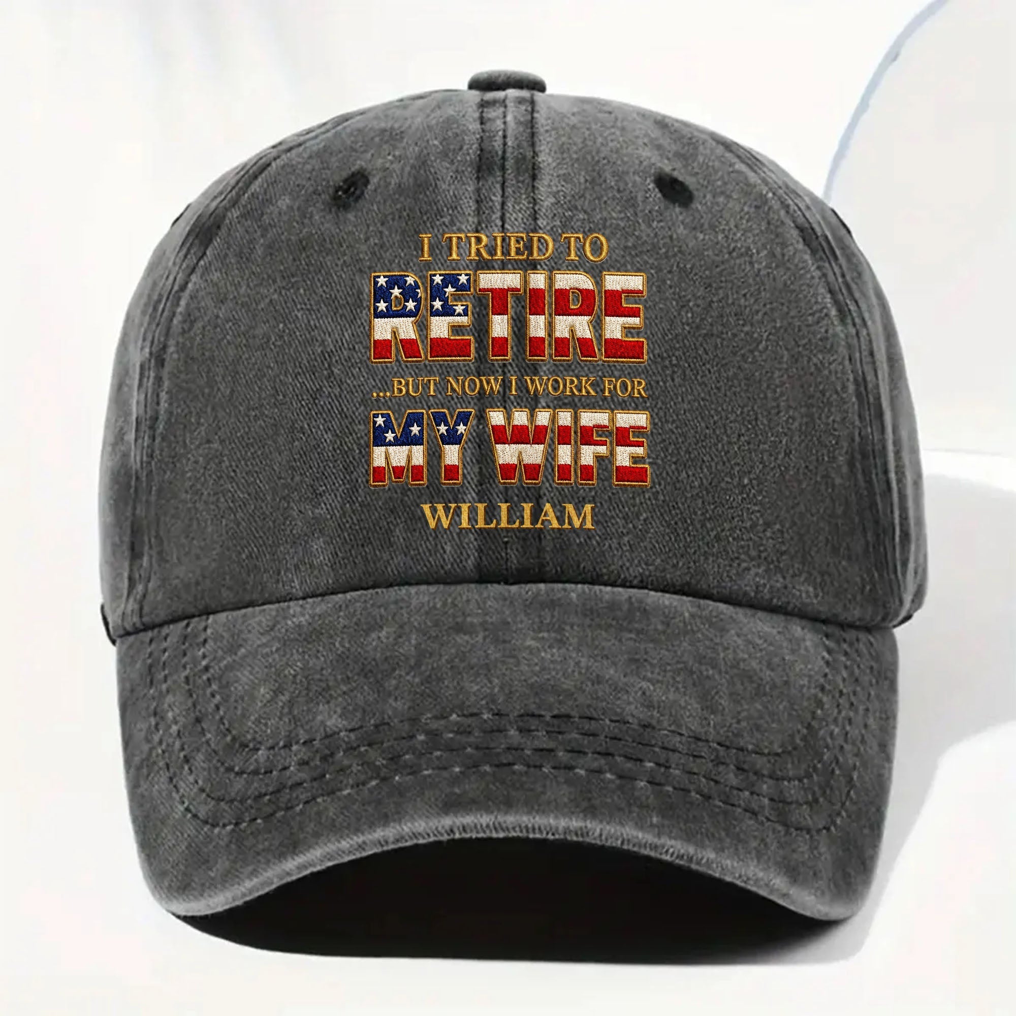 Personalized Washed Denim Cap Custom Name Gift for Dad