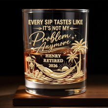 Load image into Gallery viewer, Personalized Custom Whiskey Glass Gift for Retirement | Palm Tree
