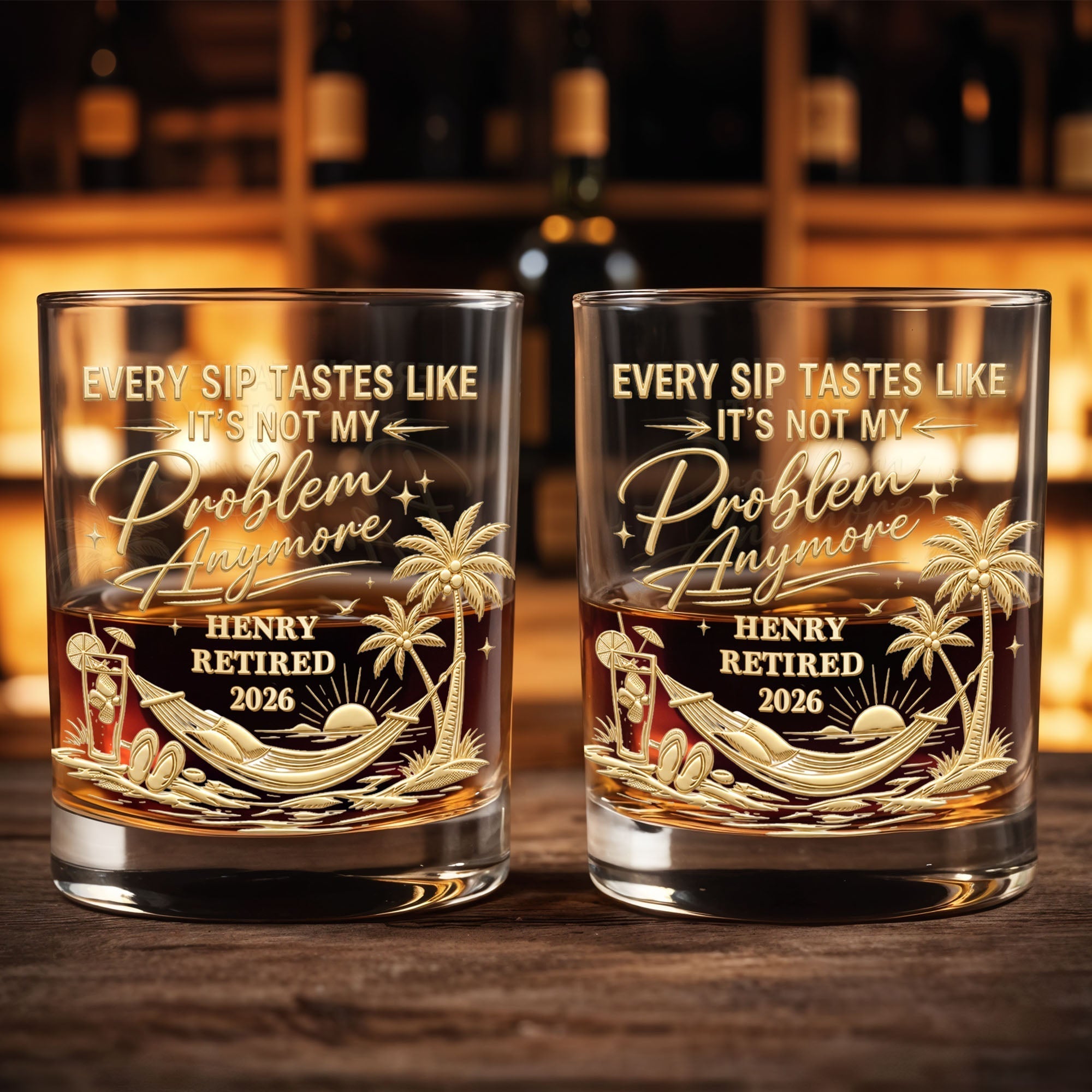 Personalized Custom Whiskey Glass Gift for Retirement | Palm Tree