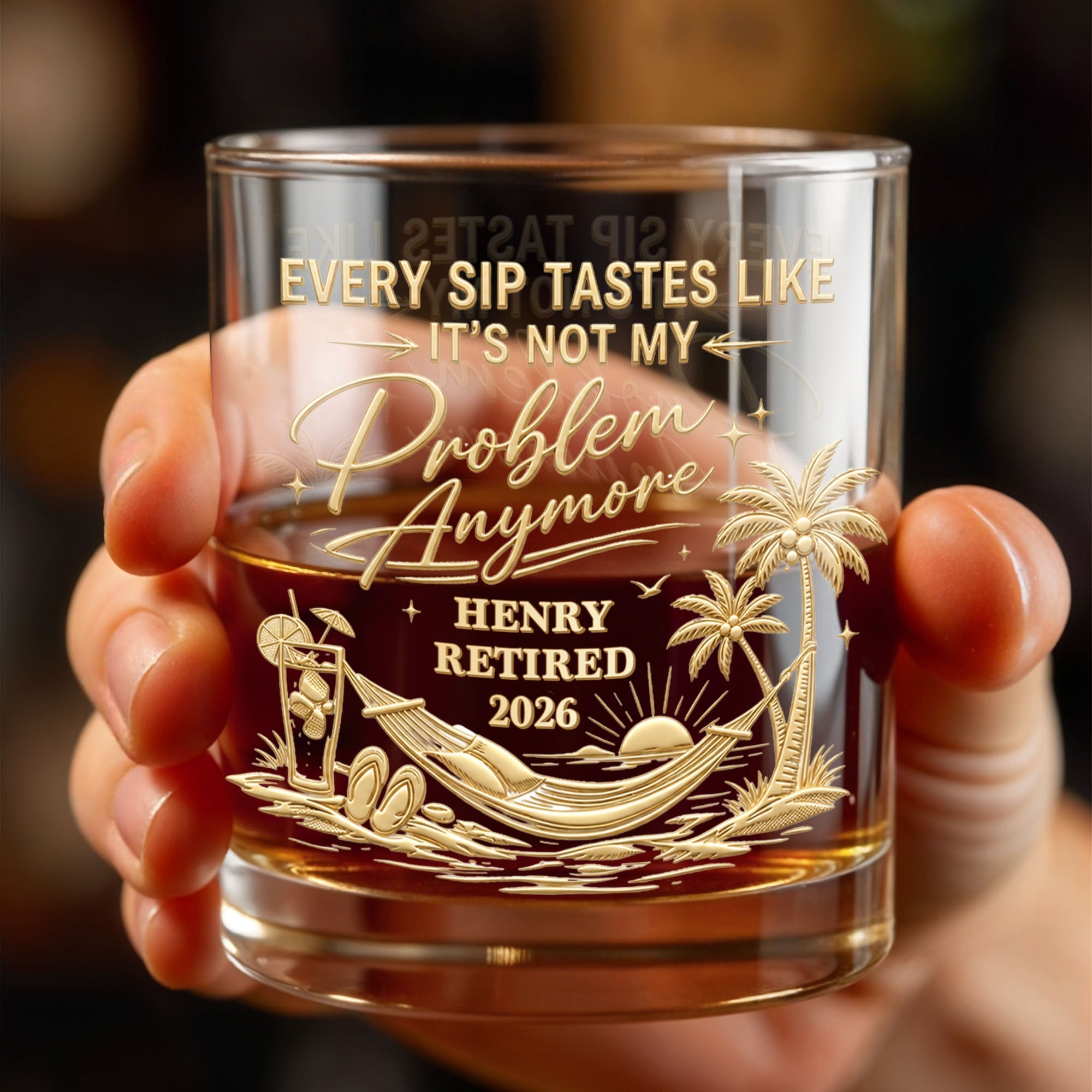 Personalized Custom Whiskey Glass Gift for Retirement | Palm Tree