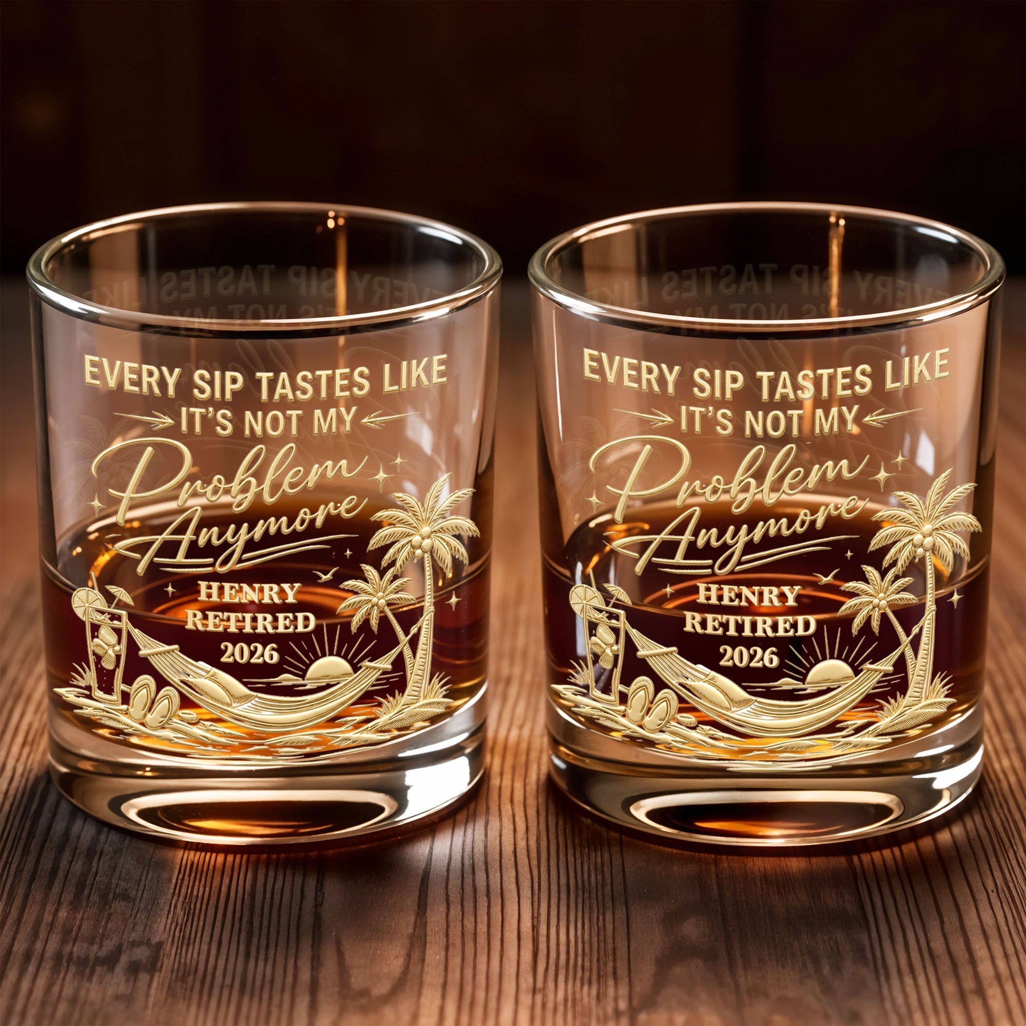 Personalized Custom Whiskey Glass Gift for Retirement | Palm Tree