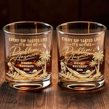 Load image into Gallery viewer, Personalized Custom Whiskey Glass Gift for Retirement | Palm Tree
