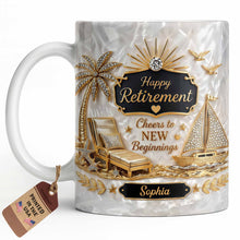 Load image into Gallery viewer, Personalized Coffee Mug Custom Palm Tree &amp; Sailboat Retirement Gift
