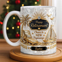 Load image into Gallery viewer, Personalized Coffee Mug Custom Palm Tree &amp; Sailboat Retirement Gift
