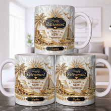 Load image into Gallery viewer, Personalized Coffee Mug Custom Palm Tree &amp; Sailboat Retirement Gift
