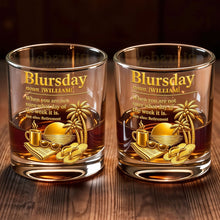 Load image into Gallery viewer, Personalized Custom Whiskey Glass with Sunset Beach Design Gift for Dad
