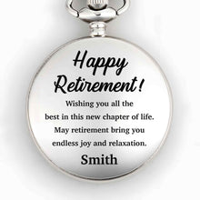 Load image into Gallery viewer, Personalized Silver-Plated Pocket Watch Custom Engraving Retirement Gift for Dad
