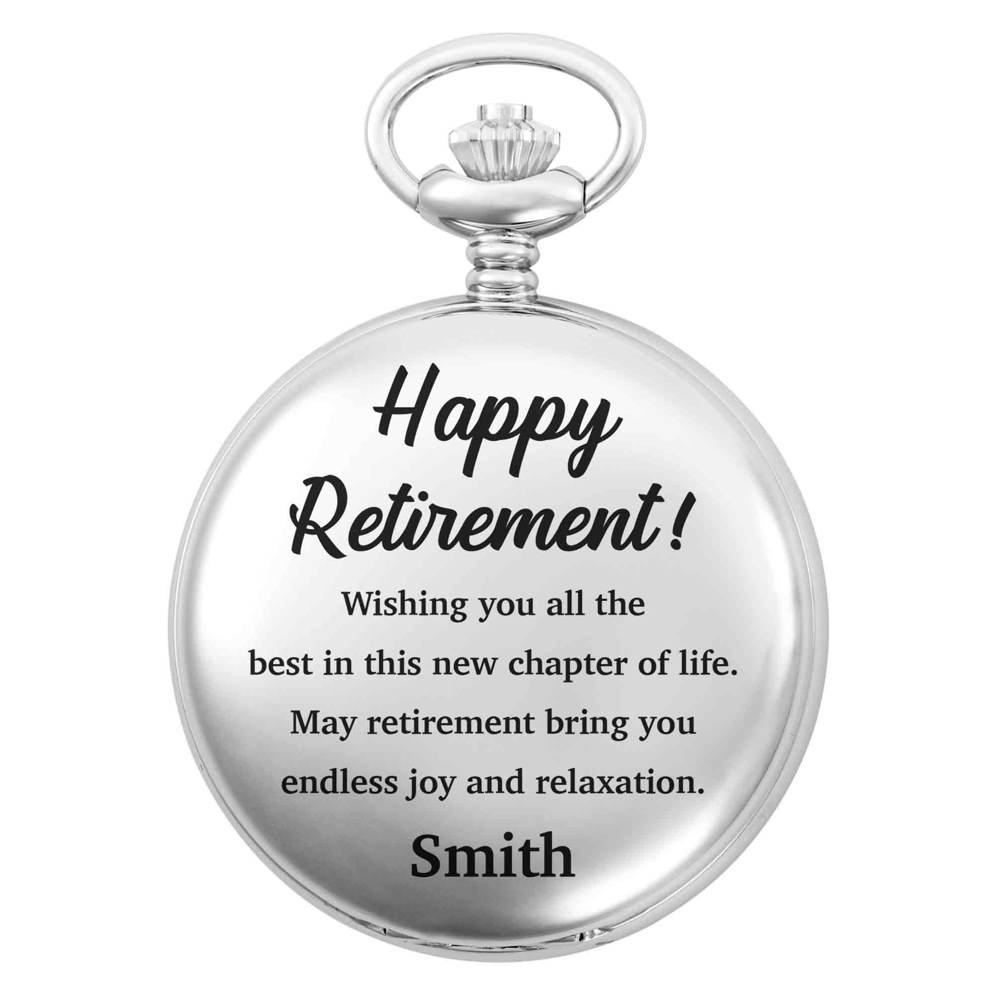 Personalized Silver-Plated Pocket Watch Custom Engraving Retirement Gift for Dad