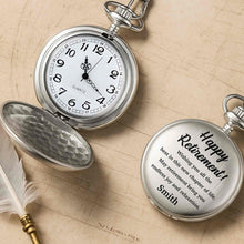 Load image into Gallery viewer, Personalized Silver-Plated Pocket Watch Custom Engraving Retirement Gift for Dad
