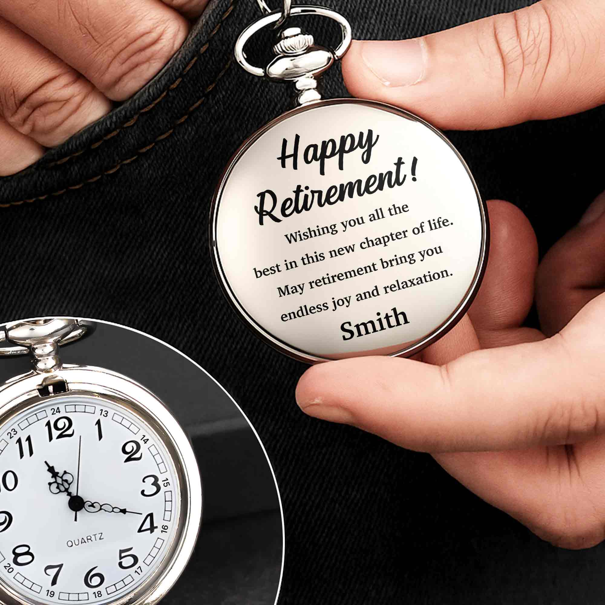 Personalized Silver-Plated Pocket Watch Custom Engraving Retirement Gift for Dad