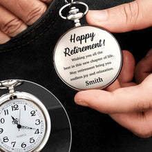 Load image into Gallery viewer, Personalized Silver-Plated Pocket Watch Custom Engraving Retirement Gift for Dad
