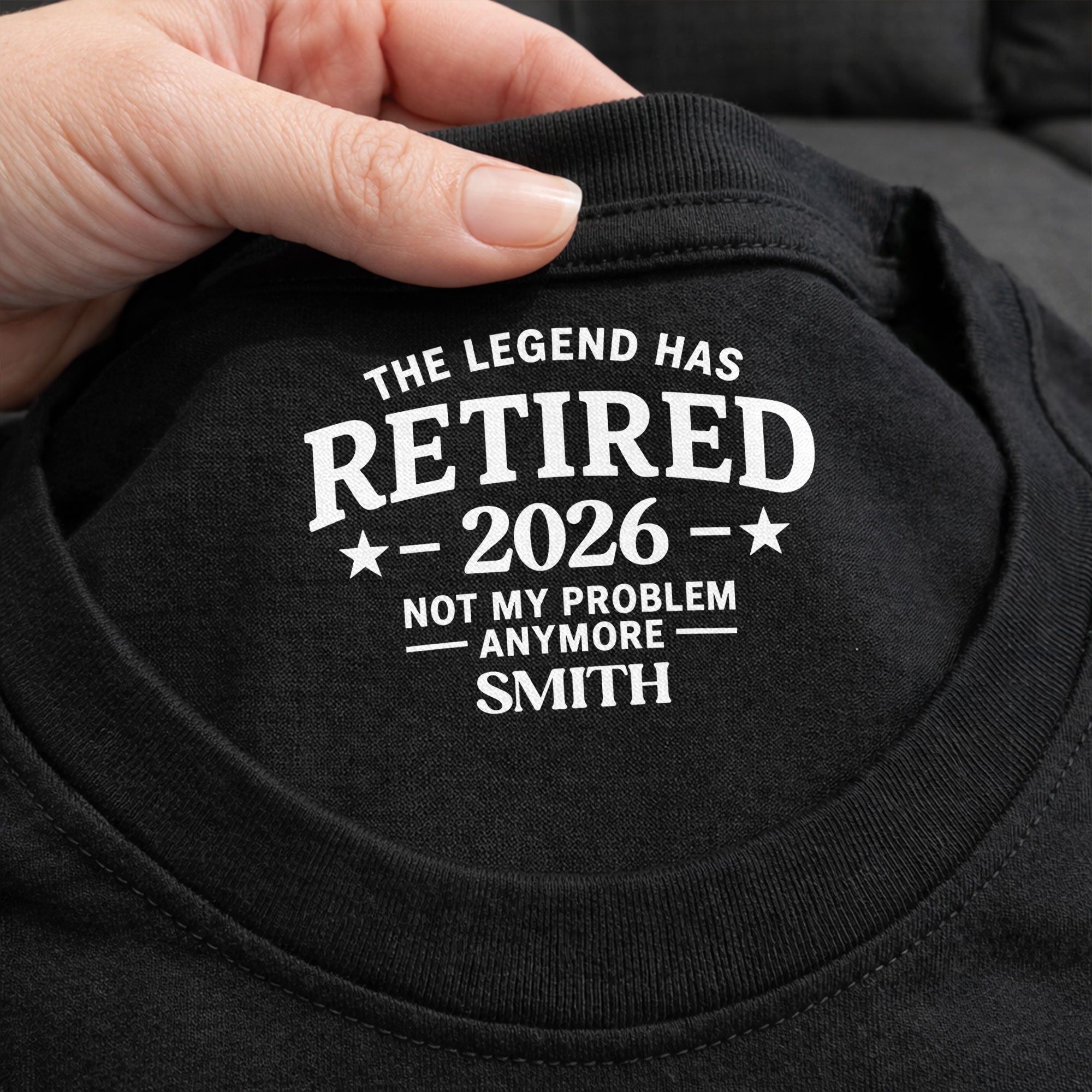 Personalized Funny Retirement T-Shirt Inside Neck Print Gift for Dad