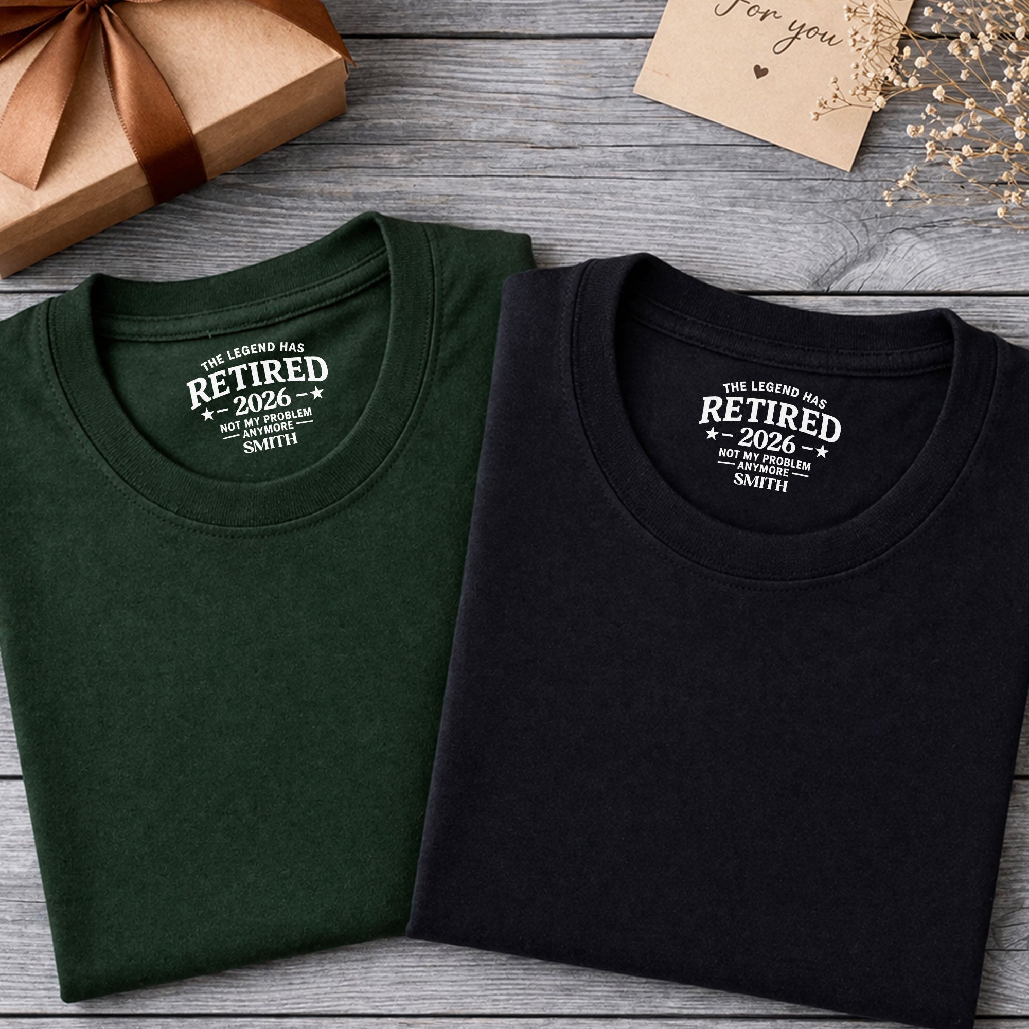 Personalized Funny Retirement T-Shirt Inside Neck Print Gift for Dad