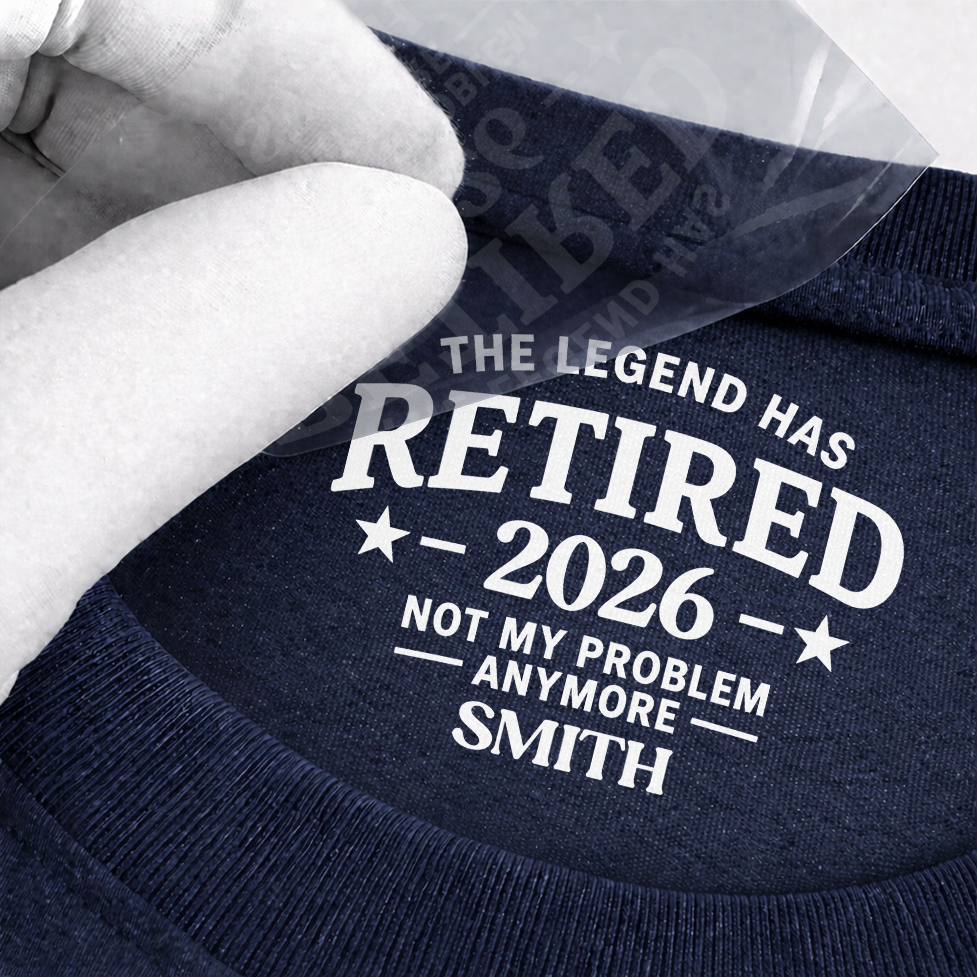 Personalized Funny Retirement T-Shirt Inside Neck Print Gift for Dad