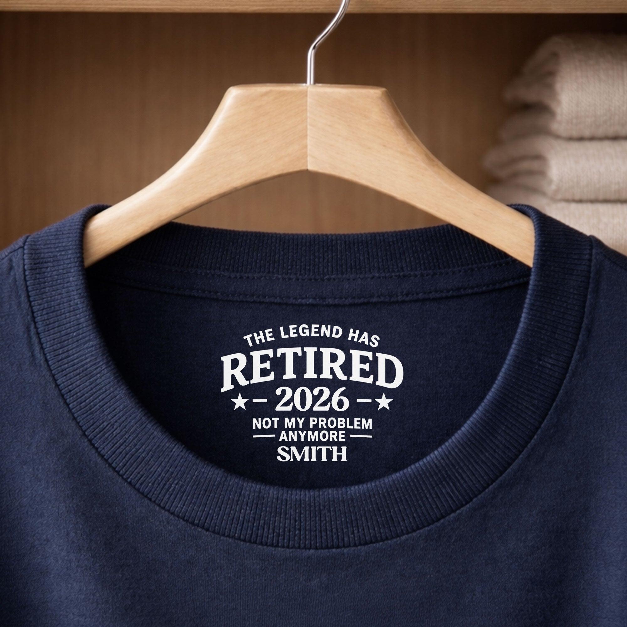Personalized Funny Retirement T-Shirt Inside Neck Print Gift for Dad