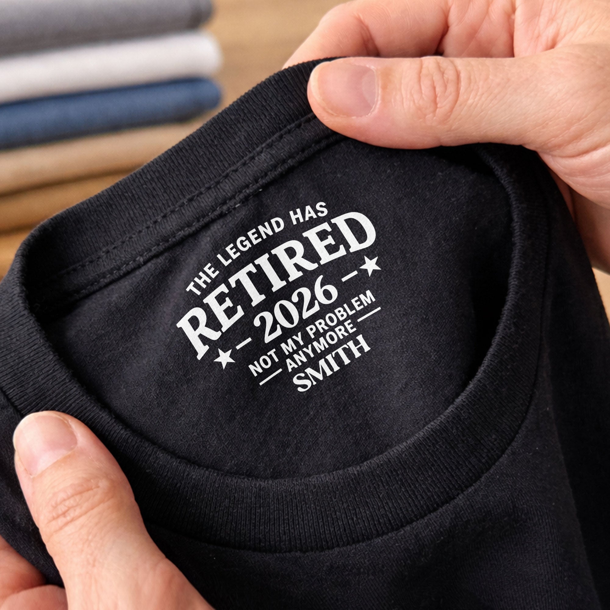 Personalized Funny Retirement T-Shirt Inside Neck Print Gift for Dad