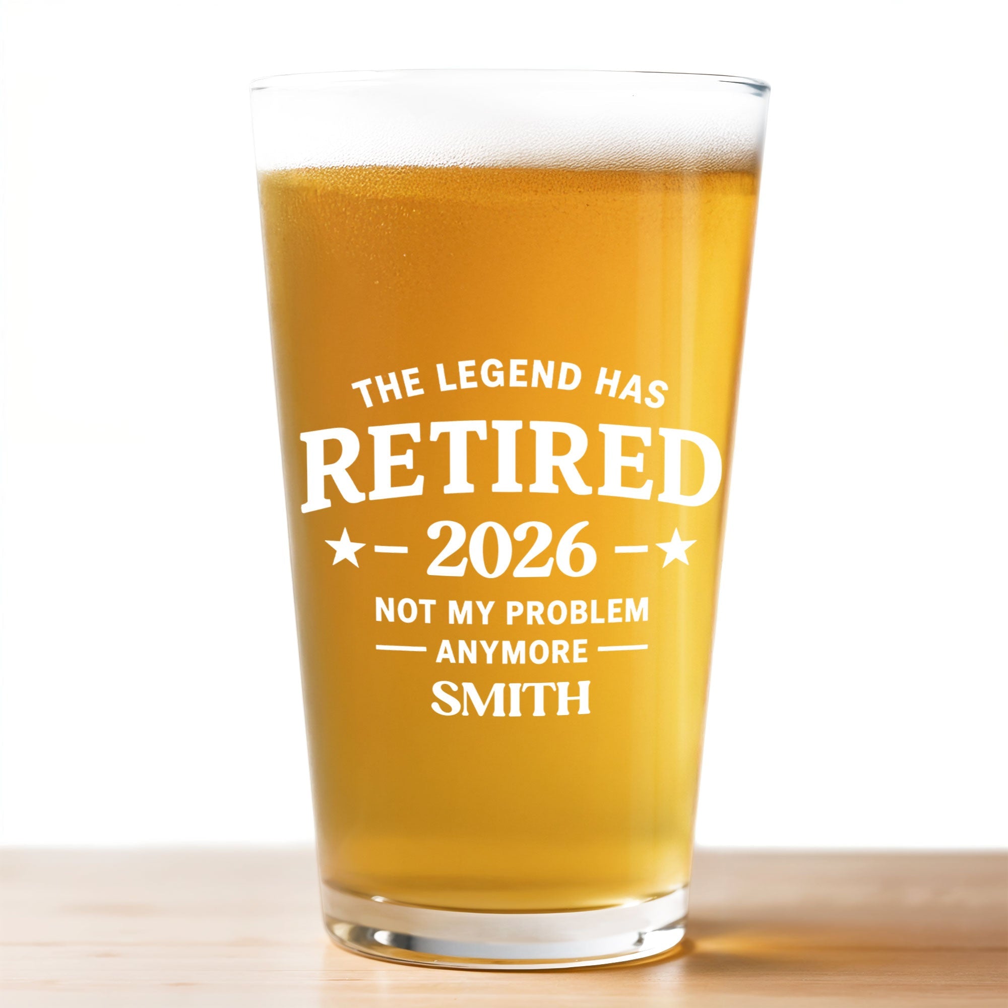 Personalized Beer Glass Custom Retirement Gift for Him
