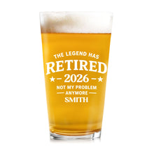 Load image into Gallery viewer, Personalized Beer Glass Custom Retirement Gift for Him
