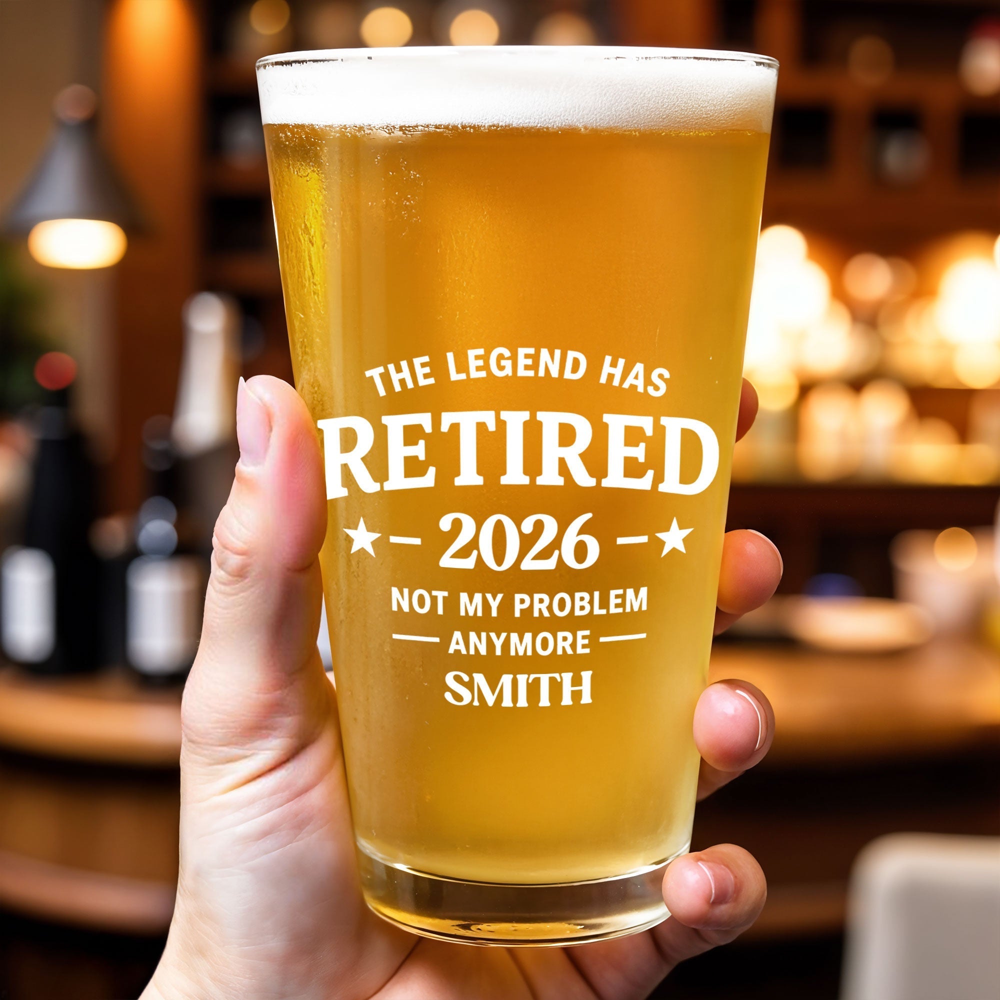 Personalized Beer Glass Custom Retirement Gift for Him