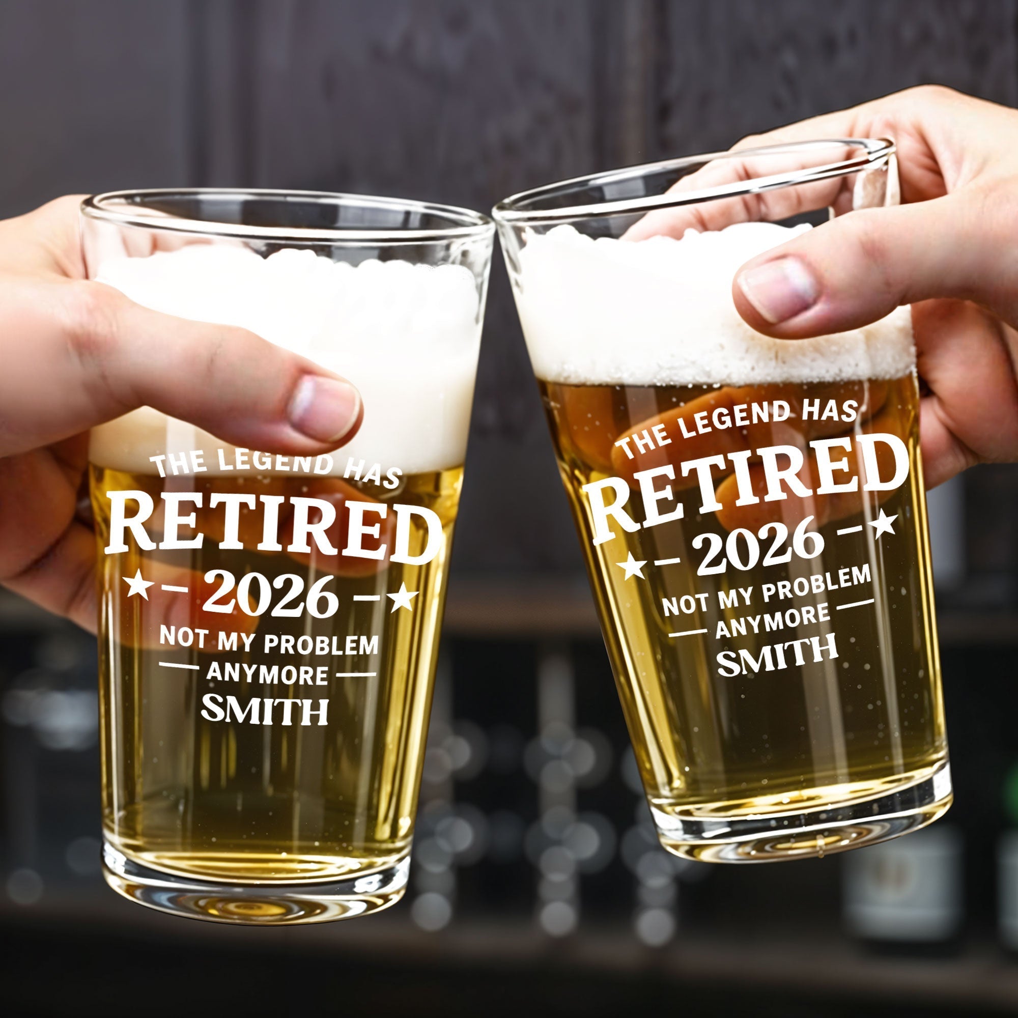 Personalized Beer Glass Custom Retirement Gift for Him