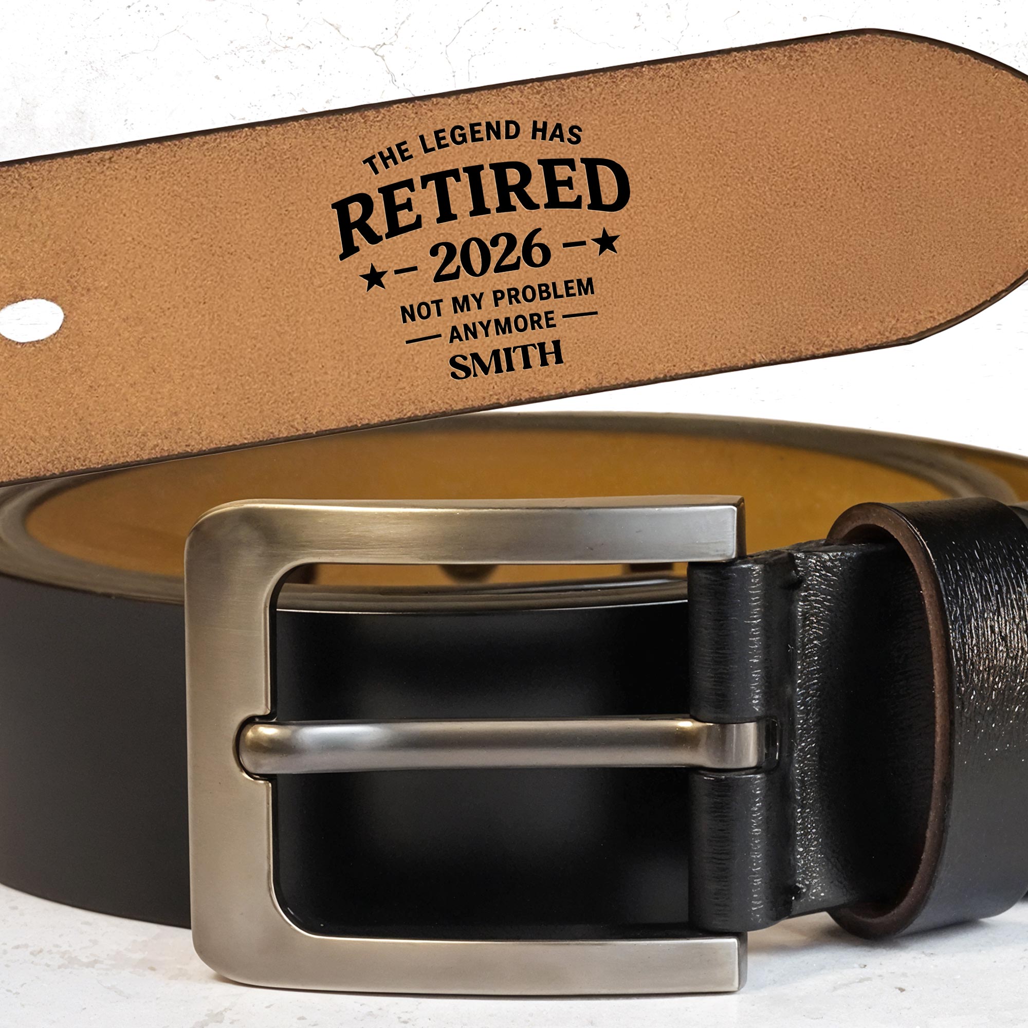 Personalized Engraved Leather Belt Custom Name Funny Gift for Dad