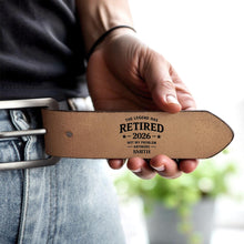 Load image into Gallery viewer, Personalized Engraved Leather Belt Custom Name Funny Gift for Dad
