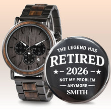 Load image into Gallery viewer, Personalized Engraved Wooden Watch Retirement Gift for Dad
